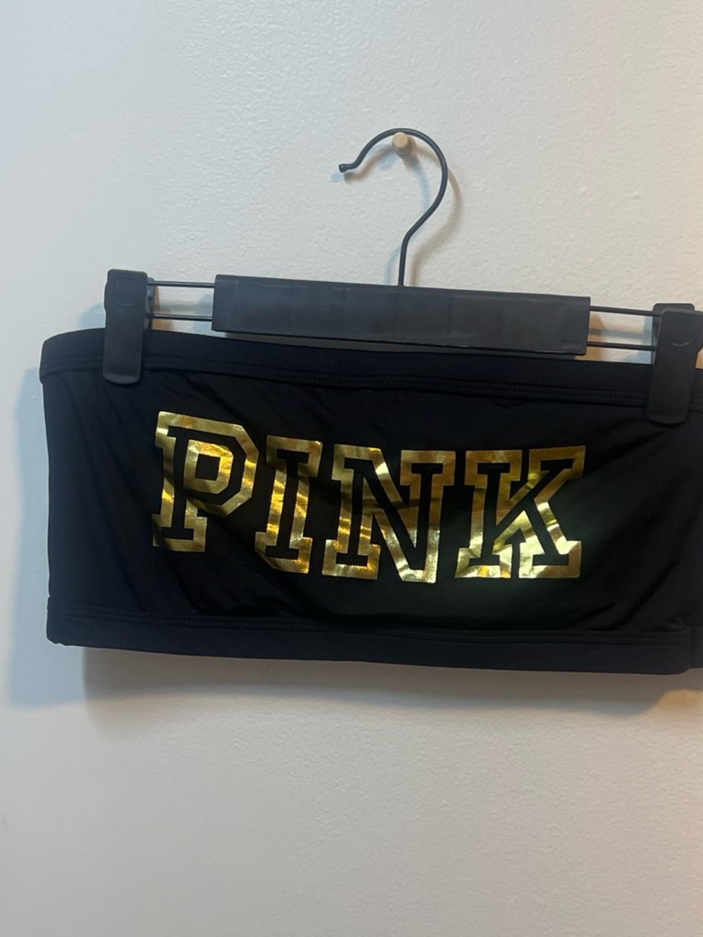 PINK Victoria's Secret Black bandeau top with Gold Logo